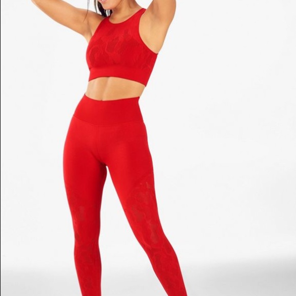 Fabletics Red Sculpknit Outfit Set